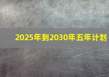 2025年到2030年五年计划