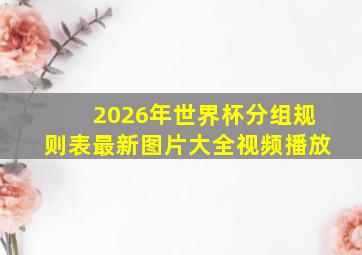 2026年世界杯分组规则表最新图片大全视频播放