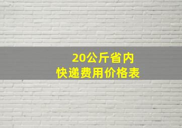 20公斤省内快递费用价格表