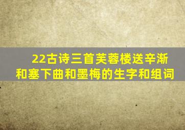 22古诗三首芙蓉楼送辛渐和塞下曲和墨梅的生字和组词