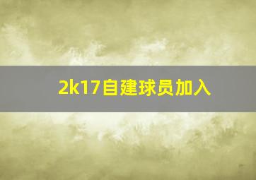 2k17自建球员加入