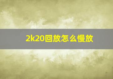 2k20回放怎么慢放