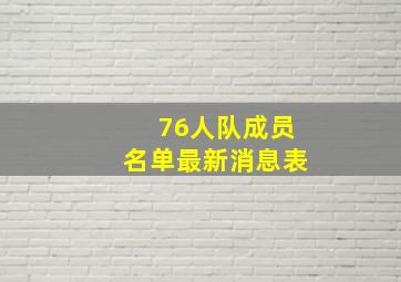 76人队成员名单最新消息表