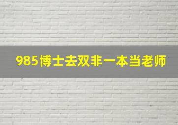 985博士去双非一本当老师