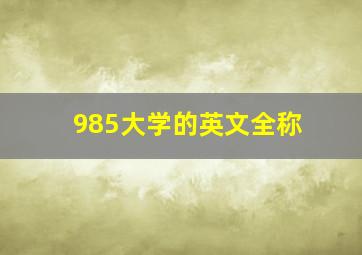 985大学的英文全称