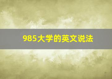 985大学的英文说法