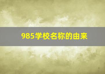 985学校名称的由来