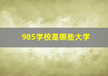 985学校是哪些大学