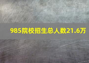 985院校招生总人数21.6万