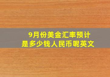 9月份美金汇率预计是多少钱人民币呢英文