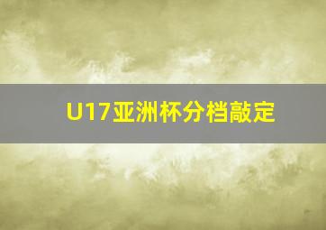 U17亚洲杯分档敲定