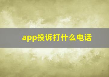 app投诉打什么电话