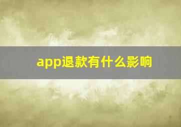 app退款有什么影响