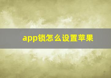 app锁怎么设置苹果