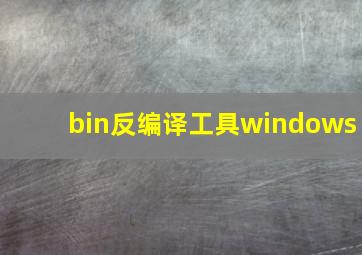 bin反编译工具windows