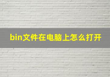 bin文件在电脑上怎么打开