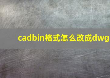 cadbin格式怎么改成dwg