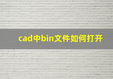 cad中bin文件如何打开