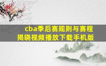 cba季后赛规则与赛程揭晓视频播放下载手机版