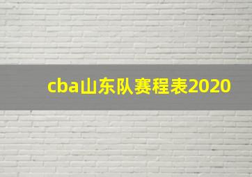 cba山东队赛程表2020