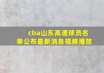 cba山东高速球员名单公布最新消息视频播放