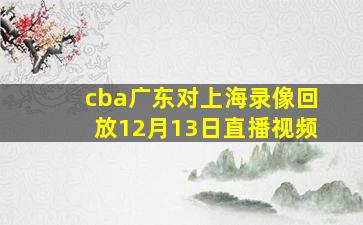 cba广东对上海录像回放12月13日直播视频