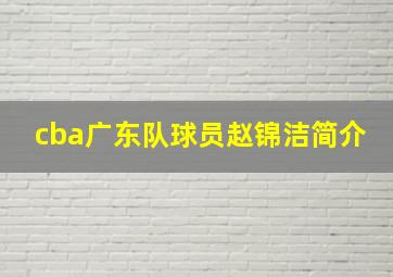 cba广东队球员赵锦洁简介