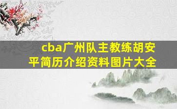 cba广州队主教练胡安平简历介绍资料图片大全