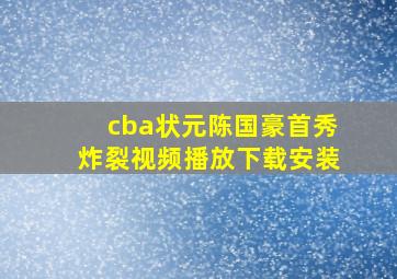 cba状元陈国豪首秀炸裂视频播放下载安装