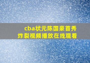 cba状元陈国豪首秀炸裂视频播放在线观看