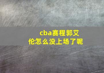 cba赛程郭艾伦怎么没上场了呢