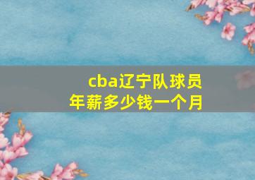 cba辽宁队球员年薪多少钱一个月