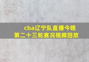 cba辽宁队直播今晚第二十三轮赛况视频回放