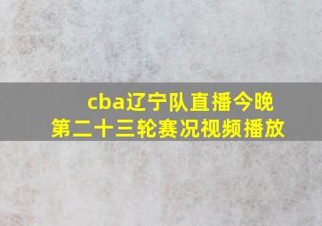 cba辽宁队直播今晚第二十三轮赛况视频播放