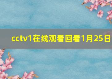 cctv1在线观看回看1月25日