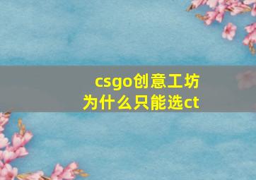 csgo创意工坊为什么只能选ct