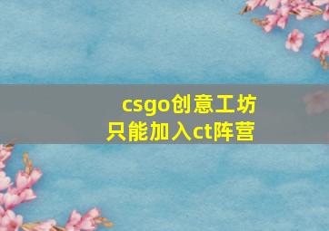 csgo创意工坊只能加入ct阵营