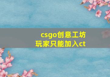 csgo创意工坊玩家只能加入ct