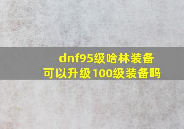 dnf95级哈林装备可以升级100级装备吗