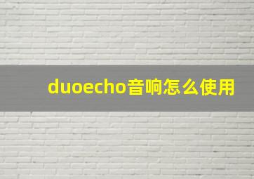 duoecho音响怎么使用