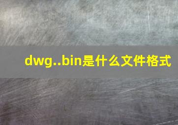 dwg..bin是什么文件格式