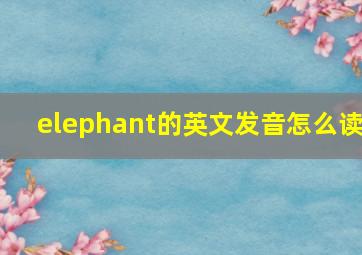 elephant的英文发音怎么读