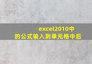 excel2010中的公式输入到单元格中后