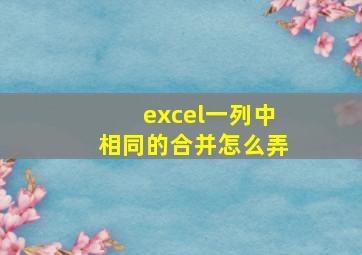 excel一列中相同的合并怎么弄