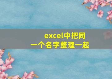 excel中把同一个名字整理一起