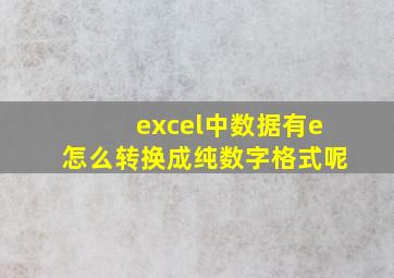 excel中数据有e怎么转换成纯数字格式呢