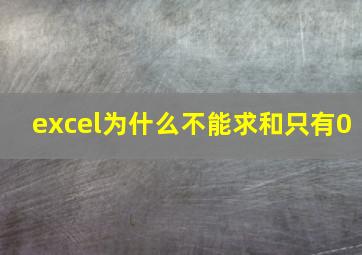 excel为什么不能求和只有0