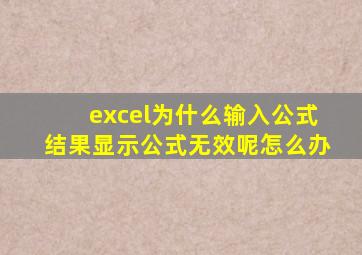 excel为什么输入公式结果显示公式无效呢怎么办