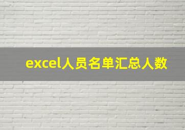 excel人员名单汇总人数