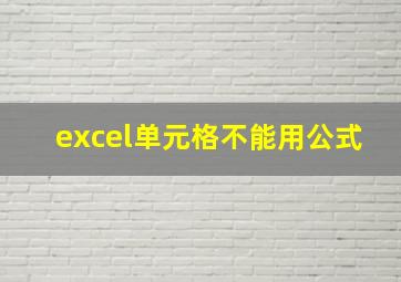 excel单元格不能用公式